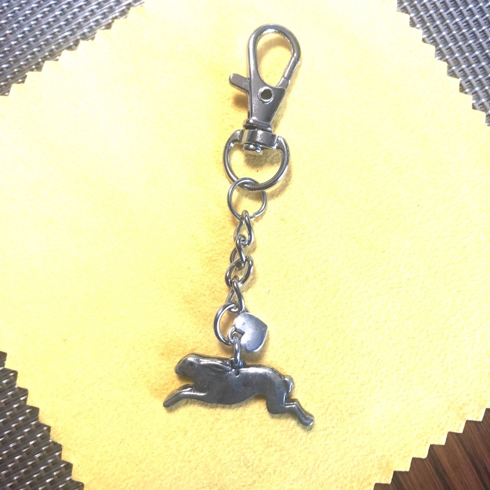 NWT, Handcrafted by A Charmed Life. Pewter rabbit with a silver heart